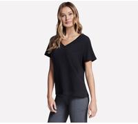 Skechers Women's Pima V-Neck T-Shirt in Black, Size XS | Pima Cotton/Spandex