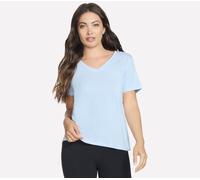 Skechers Women's Pima V-Neck T-Shirt in White/Lavender, Size XS | Pima Cotton/Spandex