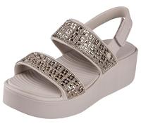 Skechers Women's Platform Sandal Wedge, Taupe, 6 UK