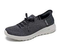 Skechers Womens Plush Knit Bungee Slip in Trainers Black Tex/Tr 5 UK
