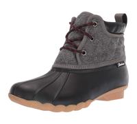 Skechers Women's POND - LIL PUDDLES - Mid Quilted Lace Up Duck Boot with Waterproof Outsole Boot Black/Charcoal 6 M US