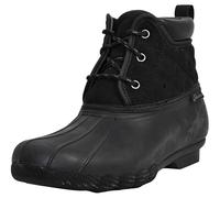 Skechers Women's Pond-Lil Puddles-Mid Quilted Lace Up Duck Boot with Waterproof Outsole Rain, Black/Black, 6 UK