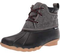 Skechers Women's Pond-Lil Puddles-Mid Quilted Lace Up Duck Boot with Waterproof Outsole Rain, Black/Charcoal, 5 UK