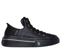 Skechers Women's Premium Leather Slip-ins Snoop One - OG Sneaker in Black, Size 7 | Leather/Textile
