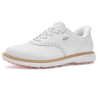 Skechers Women's Prestige Spikeless Slip-in Arch Fit Golf Shoe Sneaker, White/Pink, 9