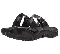Skechers Women's Reggae-Carribean-Double Buckle Toe Thong Slide Sandal, Black, 8 M US