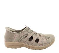Skechers Women's REGGAE FEST 2.0 NEAP TIDE Sandals, Taupe Knit/Webbing/Pink Trim, 6 UK