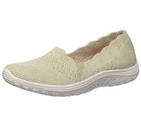 Skechers Women's Reggae Fest-Trail Dame-Scalloped Collar, Engineered Skech-Knit Slip-on Loafer, Natural, 5 M US