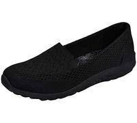 Skechers womens Reggae Fest - Willows Loafer Flat Black Mesh 8.5 US