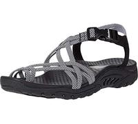 Skechers Women's Reggae-Irie Mon Sport Sandal, Black White, 3 UK