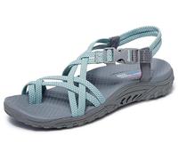 Skechers Women's Reggae-Irie Mon Sport Sandal, Grey Aqua, 3.5 UK
