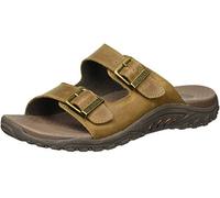 Skechers Women's Reggae - JamminSandal | Oiled Leather Upper, Double Adjustable Metal Buckles, Contoured Cushioned Footbed, Wide Fit