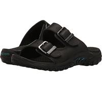 Skechers Women's Reggae - JamminSandal | Oiled Leather Upper, Double Adjustable Metal Buckles, Contoured Cushioned Footbed, Wide Fit