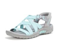Skechers Women's Reggae-Morning Light Slide Sandal, Grey Aqua, 4 UK