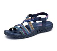 Skechers Women's Reggae Sew Me Boho Woven Strappy Slingback, Navy blue multicoloured, 8 UK