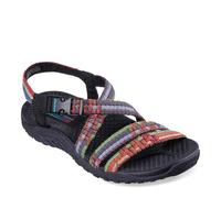 Skechers Women's Reggae-Sew Me-Boho Woven Strappy Slingback Sandal, Black Multi, 6.5 UK