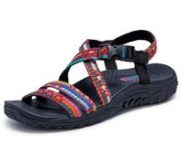 Skechers Women's Reggae-Sew Me-Boho Woven Strappy Slingback Sandal, Black Multi, 6.5 UK