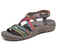 Skechers Women's Reggae - Sew Me - Boho Woven Strappy Slingback Sandal, Taupe Multi, 43 EU