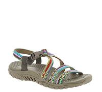 Skechers Women's Reggae - Sew Me - Boho Woven Strappy Slingback Sandal, Taupe Multi, 7.5 UK