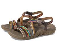 Skechers Women's Reggae - Sew Me - Boho Woven Strappy Slingback Sandal, taupe multicoloured, 4 UK