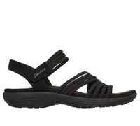 Skechers Women's Reggae Slim - Coffee Run Sandals in Black, Size 6 Wide | Textile/Synthetic, Vegan, Machine Washable