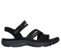 Skechers Women's Reggae Slim - Coffee Run Sandals in Black, Size 8 | Textile/Synthetic, Vegan, Machine Washable