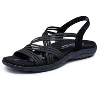 Skechers Women's Reggae Slim Simply Stretch Sandal, Black, 6 UK
