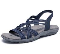 Skechers Women's Reggae Slim-Simply Stretch Sport Sandal, Navy, 8 UK