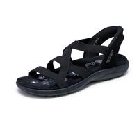 Skechers Women's Reggae Slim-Stretch Flex Hands Free Slip-ins Sandal Black/Black 11