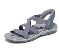 Skechers Women's Reggae Slim-Stretch Flex Hands Free Slip-ins Sandal, Gray, 6.5 UK