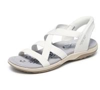 Skechers Women's Reggae Slim-Stretch Flex Hands Free Slip-ins Sandal, White Knit Gore, 6 UK