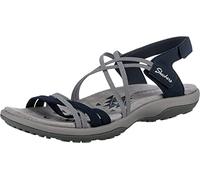 Skechers Women's Reggae Slim Takes Two Flat Sandal, Navy Gore/Durabuck/White Trim, 9 UK
