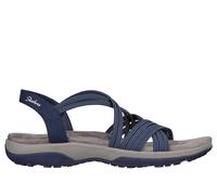 Skechers Women's Reggae Slim - Turn It Up Sandals in Navy Blue, Size 7 | Textile/Synthetic, Vegan, Machine Washable