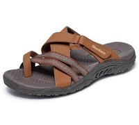 Skechers Women's Reggae-Sunday Stroll Flip-Flop, Brown, 8.5