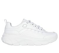 Skechers Women's Relaxed Fit: D'Lux Walker 2.0 - Golden Step Sneaker in White/Silver, Size 6 | Leather/Synthetic/Textile