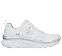 Skechers Women's Relaxed Fit: D'Lux Walker - Infinite Motion Sneaker in White/Silver, Size 6.5 | Leather/Textile/Synthetic, Machine Washable
