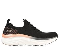 Skechers Women's Relaxed Fit: D'Lux Walker - Let it Glow Sneaker in Black/Rose Gold, Size 7 | Textile/Synthetic, Vegan, Machine Washable