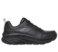 Skechers Women's Relaxed Fit: D'Lux Walker - Timeless Path Sneaker in Black, Size 3.5 | Leather/Synthetic/Textile