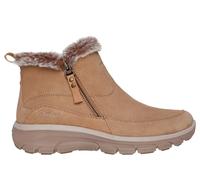 Skechers Women's Relaxed Fit: Easy Going - Cool Zip Boots in Tan, Size 3 | Leather/Textile