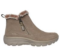 Skechers Women's Relaxed Fit: Easy Going - Cool Zip Boots in Taupe, Size 3.5 | Leather/Textile