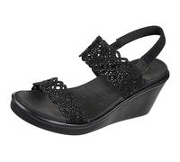 Skechers Women's Rumble on-Sassy DayZ Wedge Sandal, Black/Black, 4 UK
