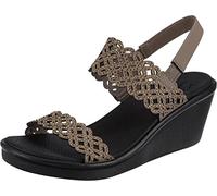 Skechers Women's Rumble On-Sassy DayZ Wedge Sandal, Taupe, 4 UK