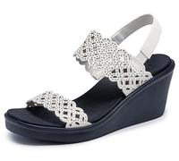 Skechers Women's Rumble on-Sassy DayZ Wedge Sandal, White, 6 UK