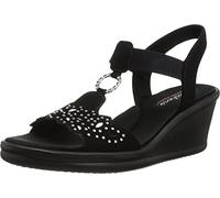 Skechers womens Rumblers - Queen B Wedge Sandal Black 7.5 US
