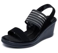 Skechers Women's Rumblers Sci-fi Wedge Sandal, Black, Medium Wide UK