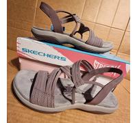 Skechers Women's Sandals UK5, Reggae Slim Plum/Grey Stretch Fit Slip-Ons - BNWT