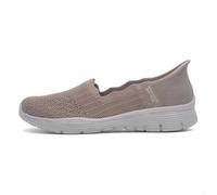 Skechers Slip-On Trainers Seager Believe It - Women's Textile Taupe Knit - UK 7 / EU 40 / US 10