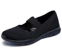 Skechers Women's Seager - Power Hitter Shoes in Black, Size 6.5 | Textile, Vegan, Machine Washable