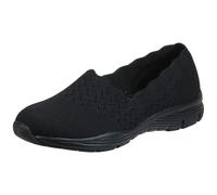 Skechers Women's Seager-STAT-Scalloped Collar Engineered Skech-Knit Slip-On-Classic Fit Loafer Black 6.5 W US