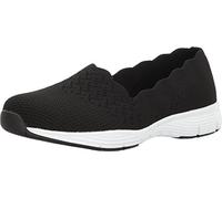 Skechers Women's Seager-Stat-Scalloped Collar, Engineered Skech-Knit Slip-on-Classic Fit Loafer, Black/Black, 9 W US